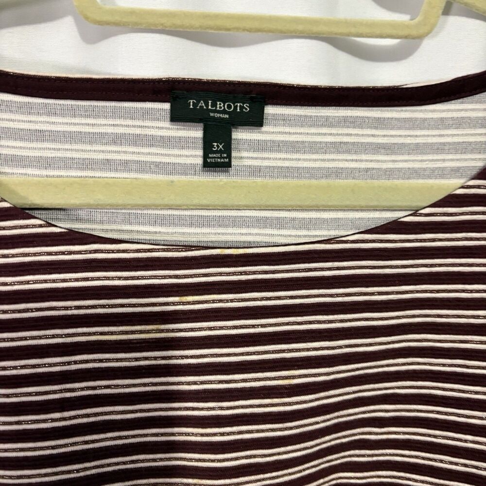 Talbots Striped Knit Top sz 3X Long Sleeve Ruffle Cuff Nautical Preppy Classic - Picture 2 of 7